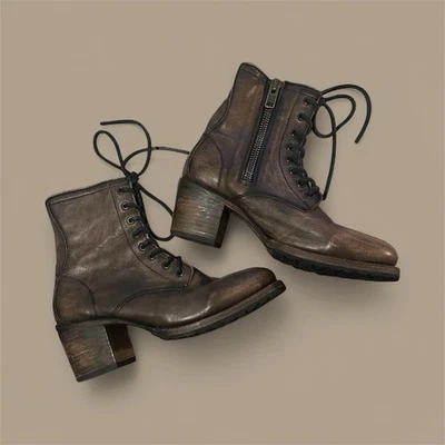 Коричневые сапоги Freebird Steven Cavalier из натуральной кожи на молнии на шнуровке на каблуке - Изображение 1 из 4