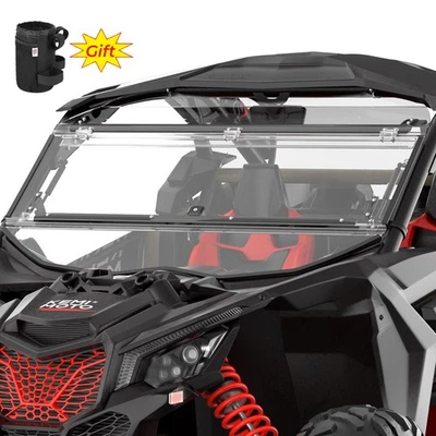 Front Flip Windshield Scratch Resistant For Can-Am Maverick X3/ MAX R RR 2017-25 - Image 1 of 4