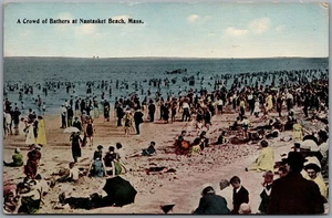 Postcard Nantasket Massachusetts c1910s A Crowd of Bathers Early Tichnor Bros - Bild 1 von 2