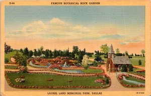 Famous Botanical Rock Garden Laurel And Memorial Park Dallas Linen Postcard - Picture 1 of 4