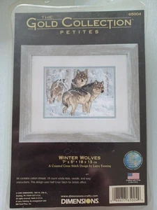 KIT PUNTO CROCE NUOVO, MAI APERTO, DIMENSIONI ORO CONTATO. 'Lupi invernali'. - Foto 1 di 2