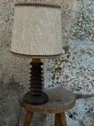 Rare Vintage Mid-Century French Carved Oak Table Lamp By Charles Dudouyt, 1960s