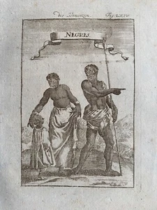 1683 Antique Print: Negres / Negroes of Africa after Mallet - Picture 1 of 2