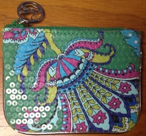 GUC Vera Bradley Smaragd Paisley Schimmer Geldbörse - Pailletten bedeckt - Bild 1 von 3