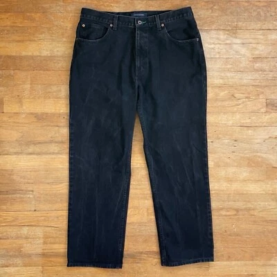Jeans negros descoloridos vintage para hombre talla 36x30 Y2K Tommy Hilfiger denim cintura 36 Foto 1 de 4