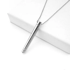 Cremation Ashes Cylinder Urn Pendant Keepsake Memorial Necklace Locket Jewellery - Picture 1 of 11