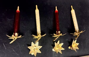 VTG 1950s Italian Clip Blown Glass Candle Christmas Ornaments 4 + 3 Xtra Clips - Picture 1 of 5