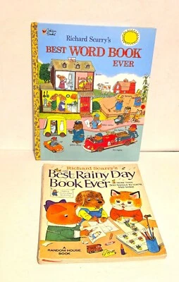 Richard Scarry's Lot Best Rainy Day Book Ever 1974 & Best Word Book Ever 1991 Foto 1 de 4