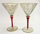 Set Of 2 Hand Painted Martini Glasses Romania Royal Danube Crystal Stemware