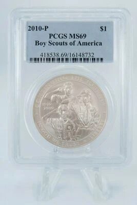 2010-P PCGS MS69 Boy Scouts of America Silver Dollar Business Strike - Image 1 of 2