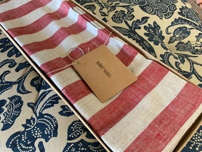 Red & Cream Stripe Linen Placemats Set of 4 Retail $49 - Image 1 of 2