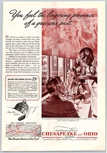 VINTAGE PRINT AD CHESAPEAKE AND OHIO TRAINS CHESSIE CAT WAR BONDS WW2 - Picture 1 of 1