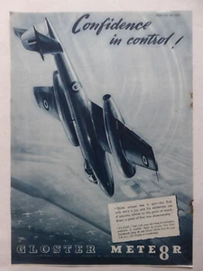 10/1949 PUB GLOSTER FLUGZEUG METEOR 8 SBAC AIR DISPLAY ZURAKOWSKI ORIGINAL ANZEIGE - Bild 1 von 1