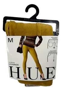 NEW Hue Women's Corduroy Leggings Mustard Gold Medium Real Pockets - Picture 1 of 6