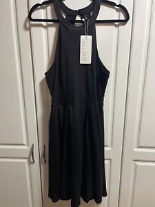 NWT Berydress Black Solid Sleeveless Knee Length Zips Open Back Dress Size Large
