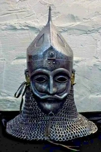 Man Face Ottoman Empire Helmet With Chain mail Medieval Knight Helmet - Picture 1 of 5