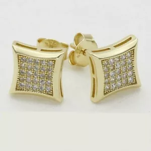 2Ct Round Cut Lab Created Cluster Diamond Stud Earrings 14k Yellow Gold Finish - Picture 1 of 2