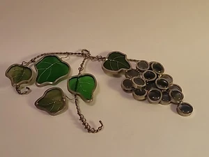 Stained Glass Grape Cluster Window Decoration Suncatcher 11" X 6" Vine w/Leaves - Picture 1 of 14