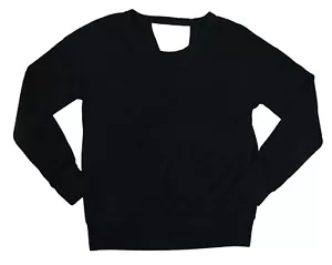 Hippie Rose Cutout Upper Back Soft Knit Juniors Pullover Sweater S NWT Black - Picture 1 of 2