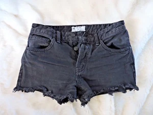 FREE PEOPLE FADED BLACK DENIM CUT OFF SHORTS 25 - Picture 1 of 3