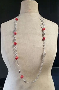 vintage gemstone jewel necklace CORAL - Picture 1 of 3