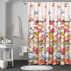 Bloomin bedruckter Blumen Duschvorhang für Badezimmer und Badewanne 72 x 72 cm - Bild 1 von 4