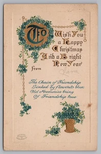 Postcard To Wish You a Happy Christmas and a Bright New Year Posted 1910 - Picture 1 of 2