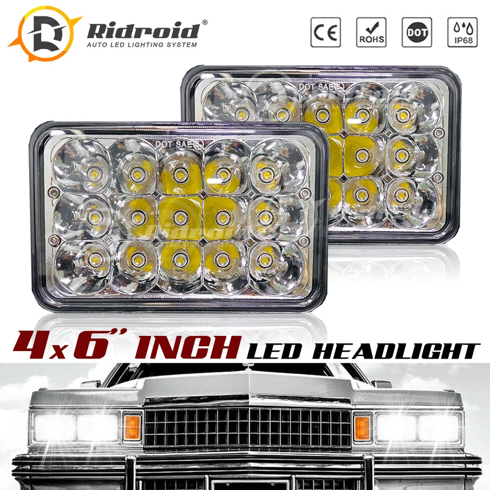 2x Faros LED de 4"X6" pulgadas sellados haz alto/bajo para camioneta Chevy C10 81-87 Foto 1 de 4