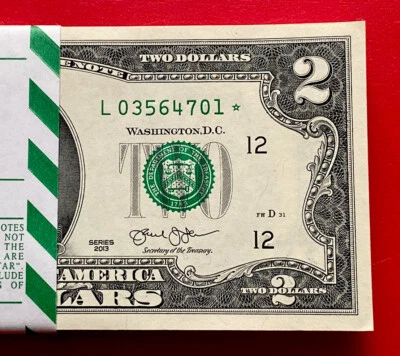 2013 Star Note $ 2 Dollar Bill ( SAN FRANCISCO L ) Uncirculated - Image 1 of 3