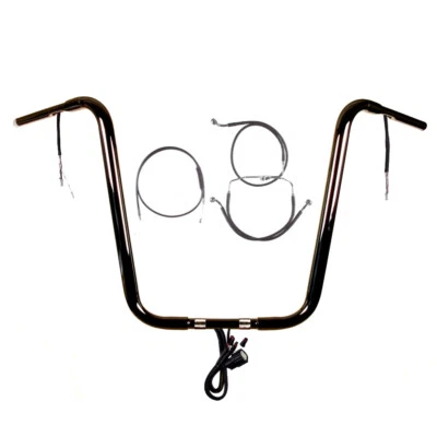 Kit de manillar precableado 1 1/4" negro 18" Harley Road King 2014-2016 sin ABS Foto 1 de 2