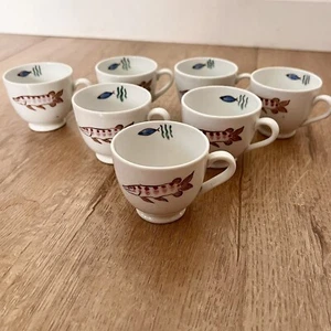7 PCs RARE VTG Arabia Finland AQUARIUM Demitasse Cups Anja Juurikkala Sea Motif - Picture 1 of 7