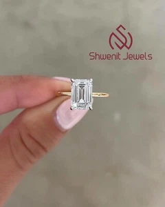 2.50 Ct Emerald Cut Lab Grown Diamond Solitaire Engagement Ring 10K Yellow Gold - Picture 1 of 7