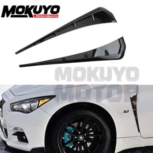 2X Black Soft Front Side Fender Air Vent Cover Trim For Infiniti Q50 Q60 G35 G37 - Picture 1 of 5