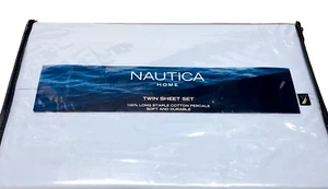 Twin Nautica 100% Long Staple Cotton PERCALE 3P Sheet Set Solid Blue Single - Picture 1 of 4