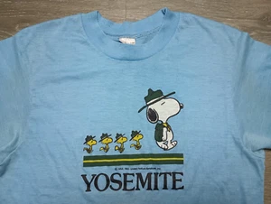 1970s SNOOPY vtg T Shirt Yosemite Nat'l Park Peanuts Ranger thin Nature tee S - Picture 1 of 7