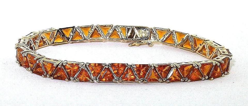 Brazalete de tenis de plata esterlina chapado en oro trillón ámbar sintético 8 pulgadas EBS2529 Foto 1 de 3