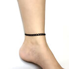Barfußsandale Knöchelarmband schwarz Farbe Edelstahl Fußkettchen 6 mm Bordsteinkette