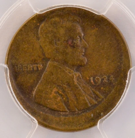 1924 1c Wheat Cent 10% Off-Center PCGS VF20 Cover