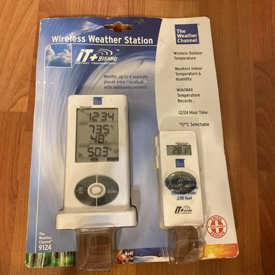 The weather Channel Wireless Temperature Station W/Clock Weather One 9124 - Image 1 of 4