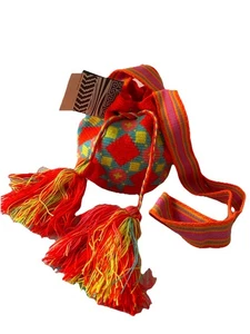 Authentic Wayuu Mochila Columbia Small Bucket Bag Crossbody Shoulder Bag Boho - Picture 1 of 12