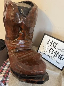Vintage handgeschnitzter Holz Cowboy Western Stiefel Deko selten Unikat Nashville - Bild 1 von 15