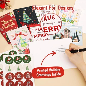 26 Stück Weihnachtskarten mit Umschlägen und Stickern, Weihnachtsgrußkarten... - Bild 1 von 6