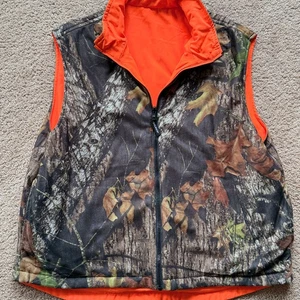 Vintage Woolrich Reversible Mossy Oak Camouflage/Orange Insulated Vest - Picture 1 of 5