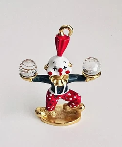 Vtg Spoontiques Pewter Circus CLOWN Figurine ~ Swarovski 2 Crystal Balls  C/M445 - Picture 1 of 7