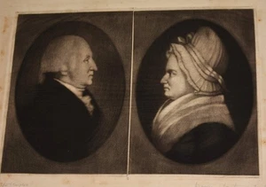 Original Aquatinta 1796 George & Martha Washington nach James Sharples selten - Bild 1 von 8
