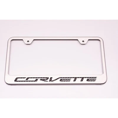Полированная рама номерного знака с фиолетовым светодиодом и «Corvette» для 2014-17 Chevy Corvette - Изображение 1 из 4