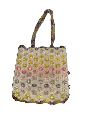 Bolso Cartera Cynthia Rowley Multicolor Flor Cuentas Margarita 12 x 12" Foto 1 de 4