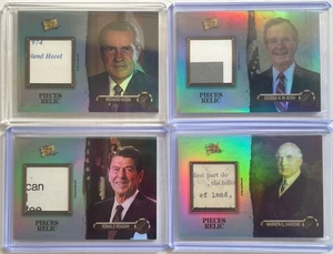 Pieces Of The Past Authentic Relic 4 Card Lot - Nixon - Reagan - Bush - Harding - Picture 1 of 2