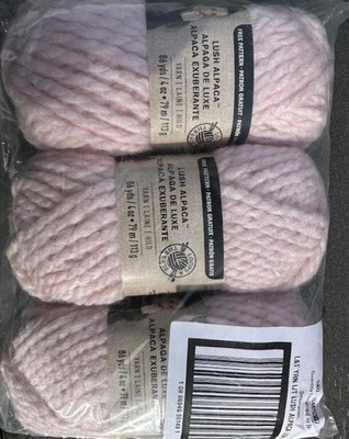 SET/3 SKEINS LUSH ALPACA LOOPS & THREADS LIGHT PINK 12 OUNCES TOTAL FOR  258 YRD - Image 1 of 4