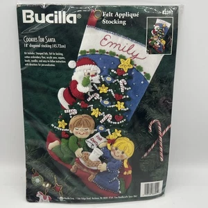 Vtg Bucilla Felt Applique Christmas Stocking Kit Cookies for Santa 18" New 83391 - Picture 1 of 4